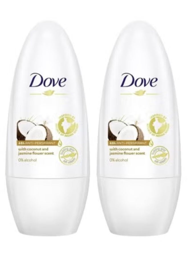 دوف عبوتين من دوف مزيل العرق المضاد للتعرق للنساء برائحة جوز الهند والياسمين - Image 1