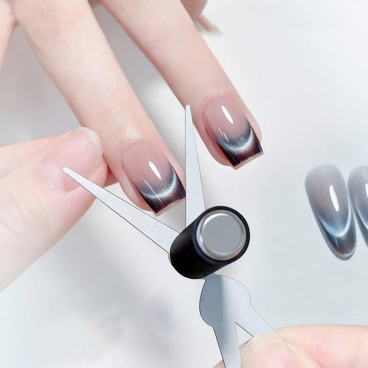 GEMSANVA Cat Eye Nail Magnet Tool, 2-in-1 Scissor Shape for French Effect with Cylindrical Magnet | Cat Eye Gel Polish Magnet for Nail Art DIY, Home Salon & Studio Use - Image 2