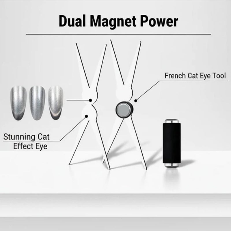 GEMSANVA Cat Eye Nail Magnet Tool, 2-in-1 Scissor Shape for French Effect with Cylindrical Magnet | Cat Eye Gel Polish Magnet for Nail Art DIY, Home Salon & Studio Use - Image 3