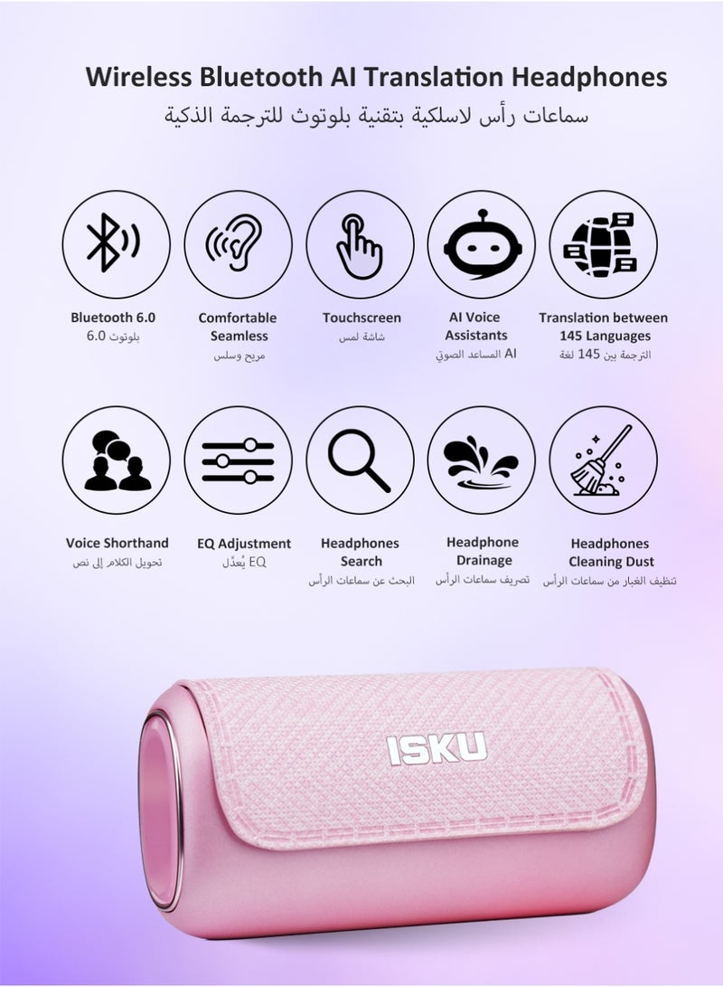 ISKU Open Ear Clip Headphones Wireless Earbuds Bluetooth 6.0 OWS Translation Earphones AI Voice Assistant Multiple Translation Modes, HIFI Anti-Leakage HD Call Supports Translation of 145 Languages TWS Headphones for Sports Travel Classes Work - Image 5