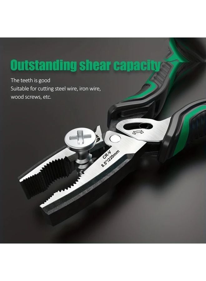 LA323308 قاطعة أسلاك ثقيلة قابلة للتعديل، كماشة بمفصل، فكوك مسننة مريحة باللونين الأخضر والأسود، صناعي متين - Image 3