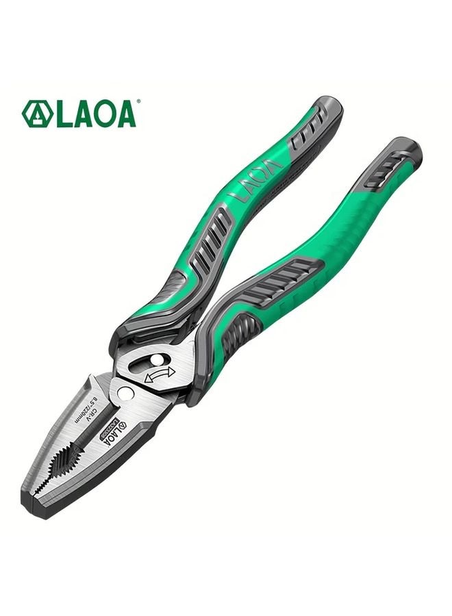 LA323308 قاطعة أسلاك ثقيلة قابلة للتعديل، كماشة بمفصل، فكوك مسننة مريحة باللونين الأخضر والأسود، صناعي متين - Image 2
