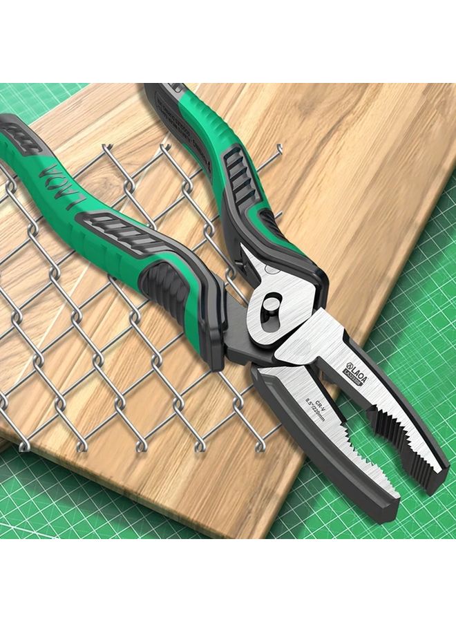 LA323308 قاطعة أسلاك ثقيلة قابلة للتعديل، كماشة بمفصل، فكوك مسننة مريحة باللونين الأخضر والأسود، صناعي متين - Image 5