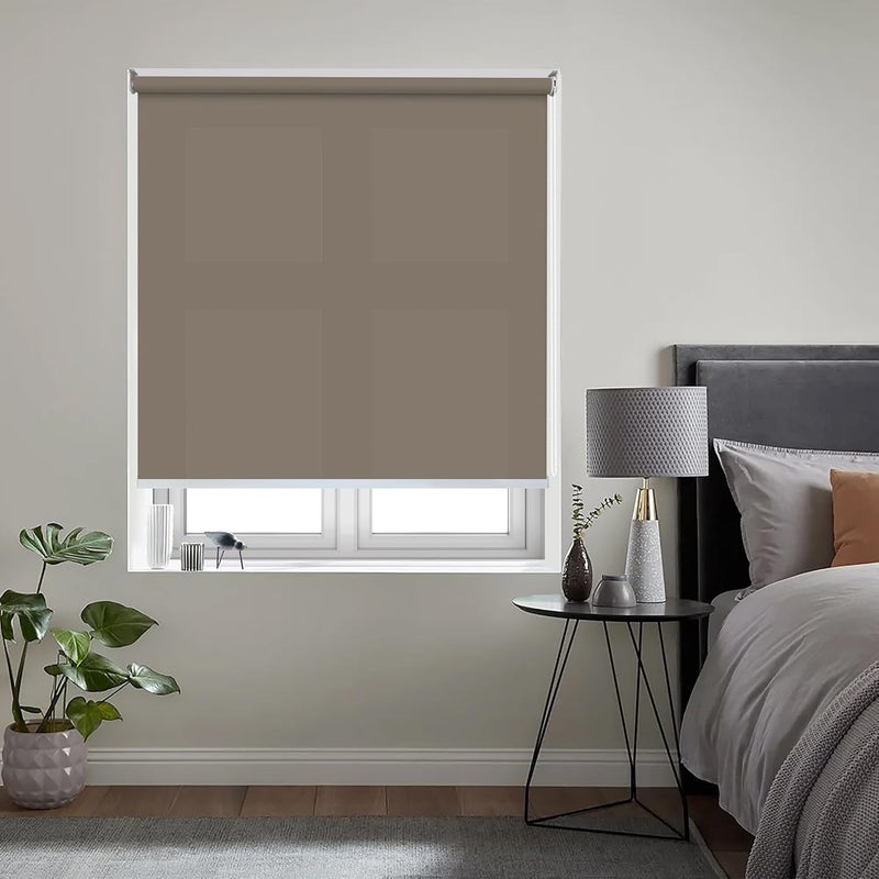 Colornest Roller Blinds for Windows 34 Inch W X 60 Inch L Light Filtering RollUp Shades Sun UV Protection for Home Office Brown Heavy Duty in 38 MM Pole - Image 1
