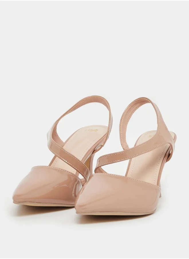 ستايلي Plain Pointed Toe Stiletto Heel Slingback Shoes