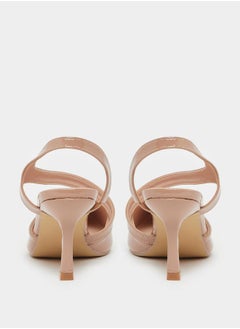 Styli Plain Pointed Toe Stiletto Heel Slingback Shoes  - Image 4