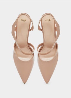 Styli Plain Pointed Toe Stiletto Heel Slingback Shoes  - Image 5