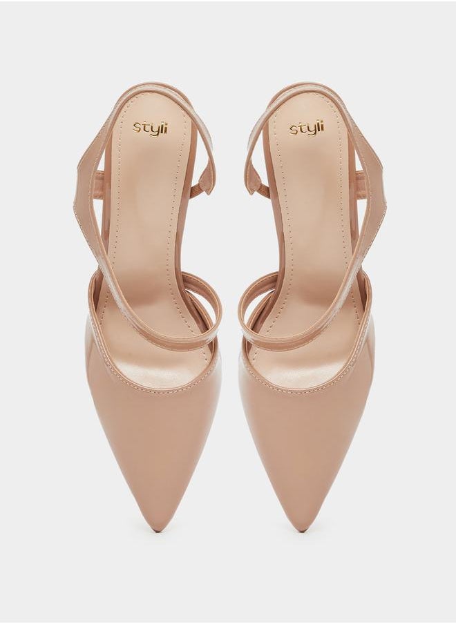 Styli - Plain Pointed Toe Stiletto Heel Slingback Shoes - Image 1