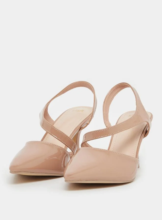 Styli Styli Plain Pointed Toe Stiletto Heel Slingback Shoes