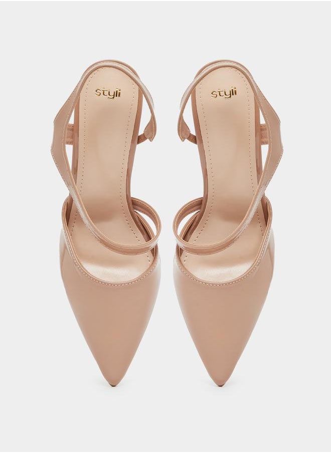 Styli - Styli Plain Pointed Toe Stiletto Heel Slingback Shoes - Image 1