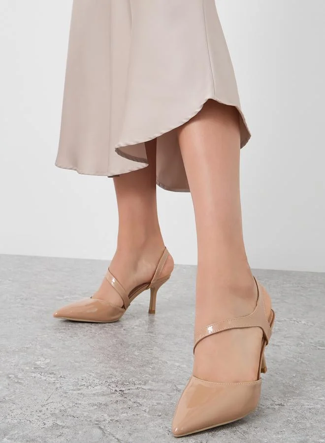 ستايلي Styli Plain Pointed Toe Stiletto Heel Slingback Shoes