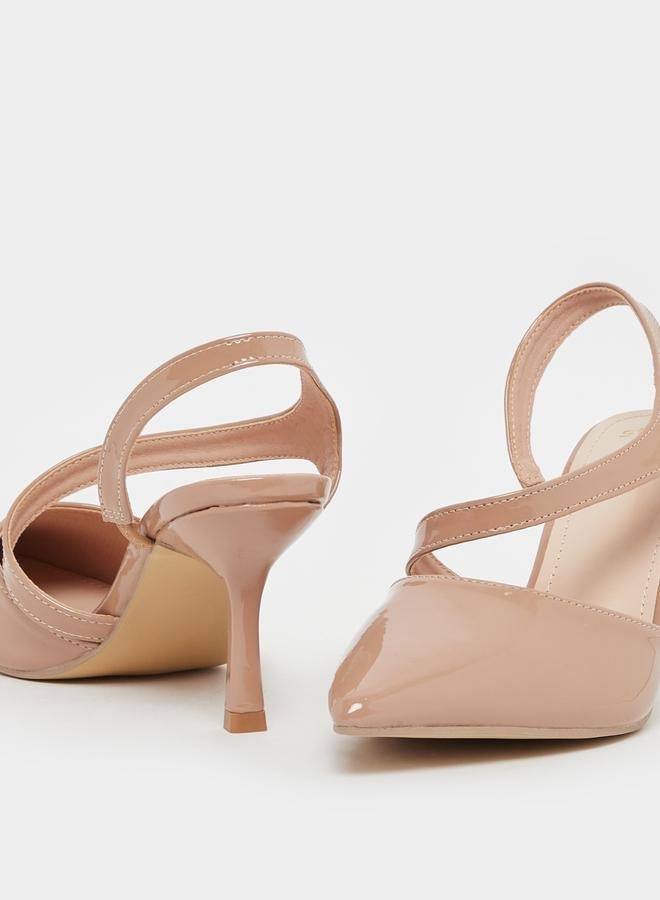Styli Plain Pointed Toe Stiletto Heel Slingback Shoes - Image 4