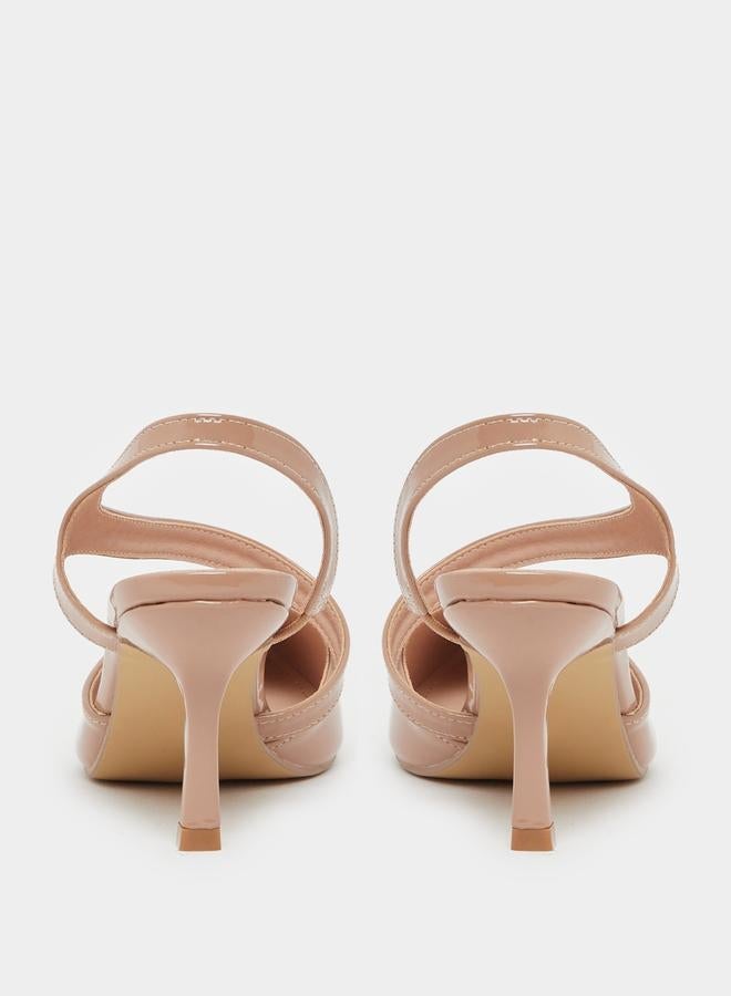 Styli Plain Pointed Toe Stiletto Heel Slingback Shoes - Image 5