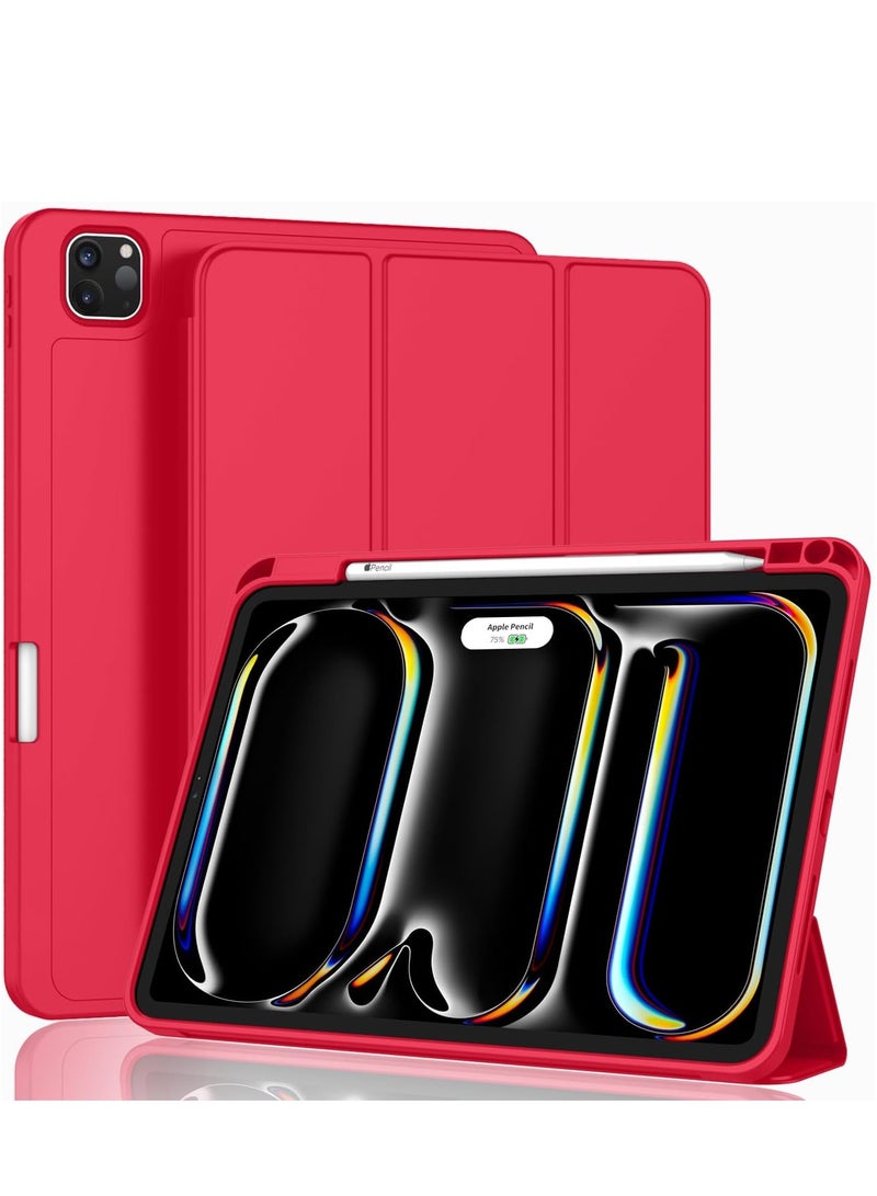 ELTRAZONE 2024 iPad Pro 11" Case (M4, 5th Gen) - Smart Case with Pencil Holder, Touch ID Support, Auto Wake/Sleep Function (Red) - Image 1