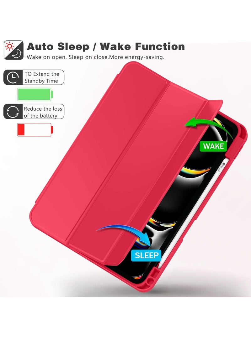 ELTRAZONE 2024 iPad Pro 11" Case (M4, 5th Gen) - Smart Case with Pencil Holder, Touch ID Support, Auto Wake/Sleep Function (Red) - Image 5