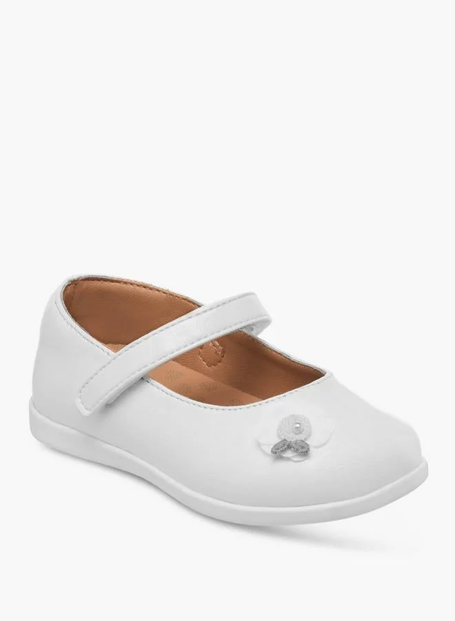 Barefeet Girls Floral Applique Hook and Loop Mary Jane Shoes