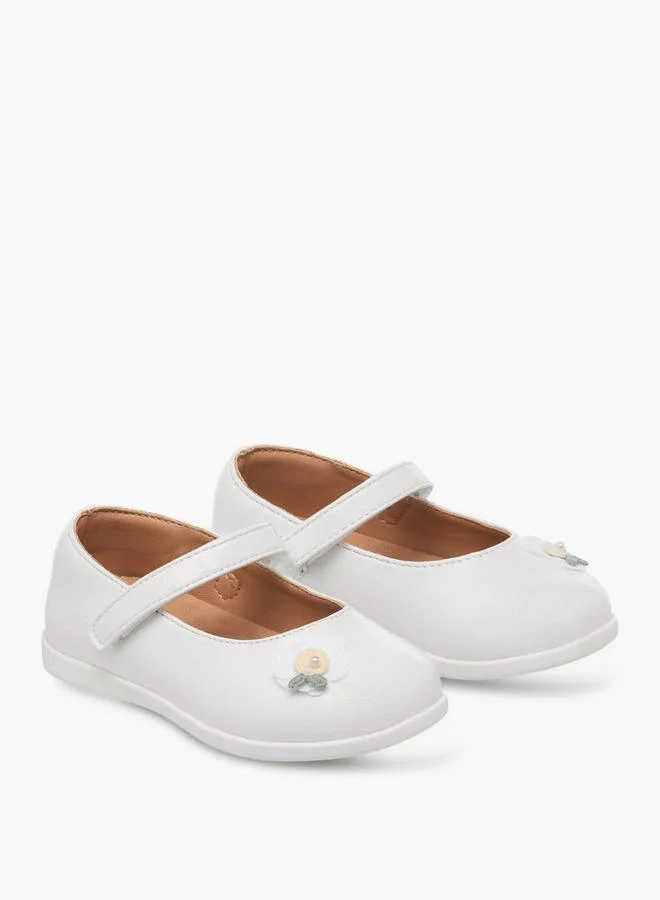 Barefeet Girls Floral Applique Hook and Loop Mary Jane Shoes