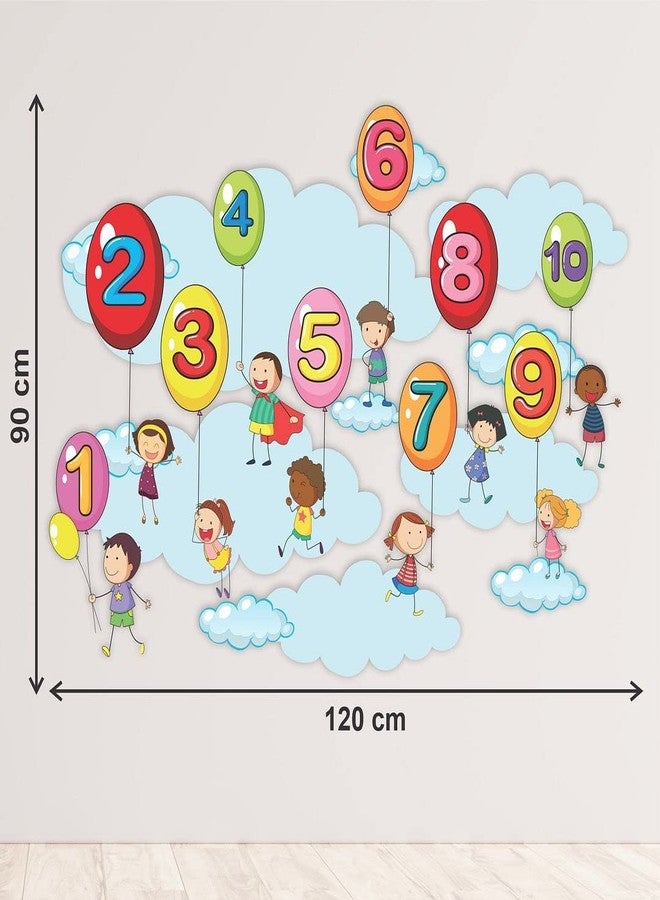 CVANU Numbers On Funny Balloons Vinyl Wall Sticker for Kids, Nursery School, Play School_Size(90cm X 120cm)_Multicolour - Image 5