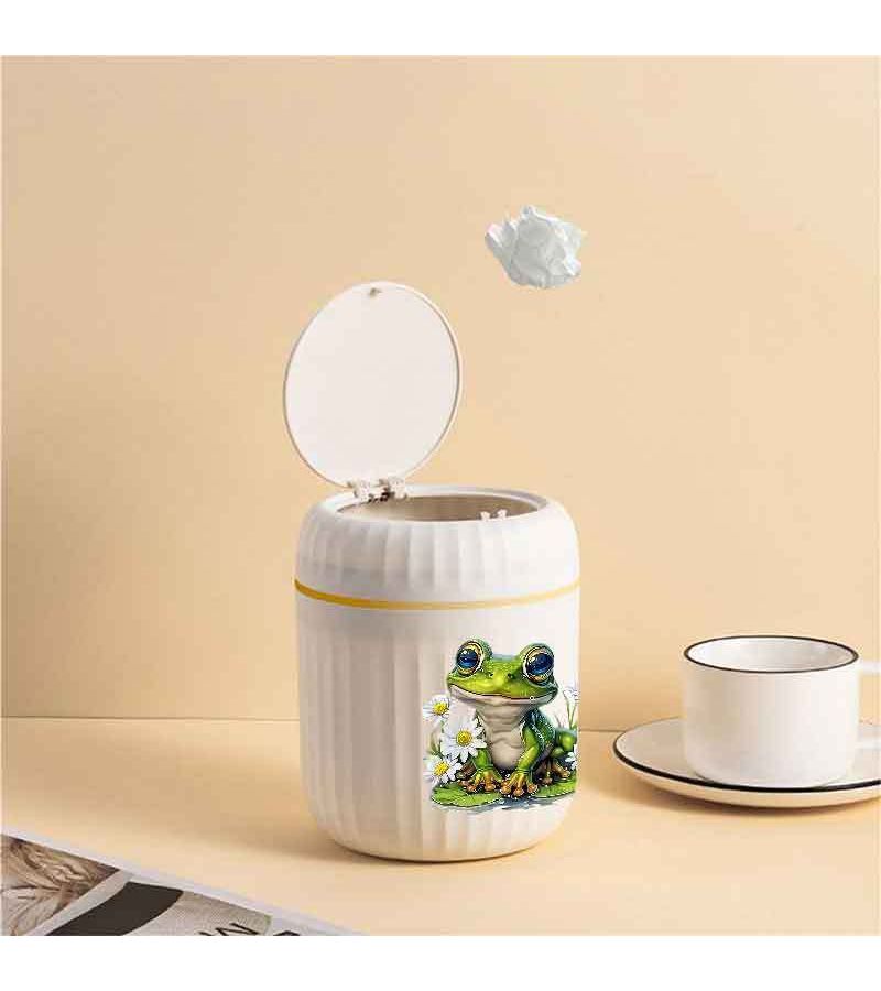 Green Frog Shaped Desktop Waste Basket Mini Trash Can Hands Free Operation - Image 5