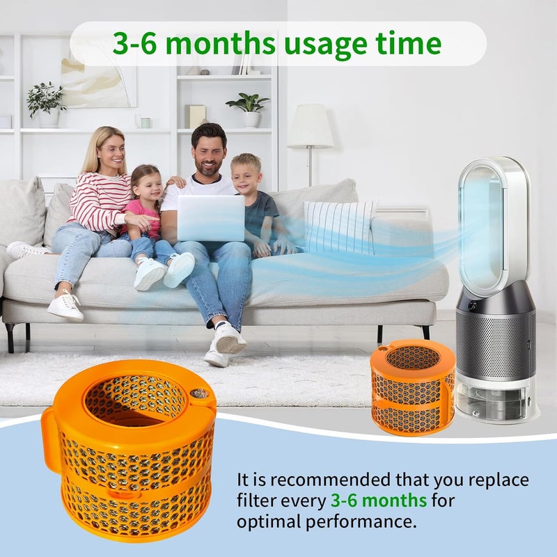 FilledwithLove 1 حزمة فلتر بديل من ألياف الكربون ثنائي الوظيفة متوافق مع موديلات Dyson PH01 PH02 PH03 PH04 PH3A لأجهزة تنقية الهواء مع الترطيب والتبريد، برتقالي - Image 3