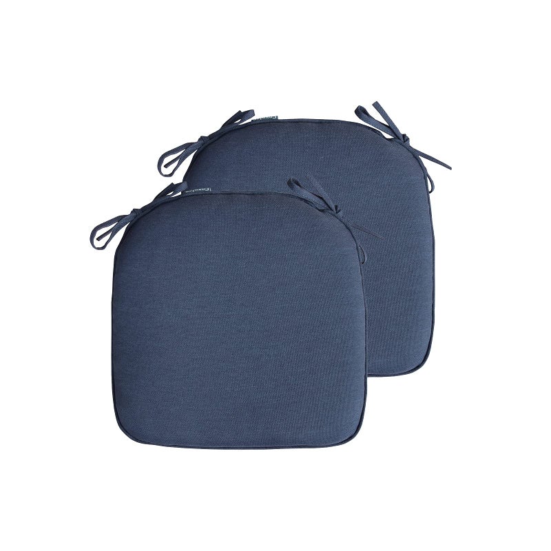 COZPLEN COZPLEN Outdoor Non Slip Chair Pad Bistro UShaped Dining Chair Seat Cushions with Ties 14x14 inch Set of 2 Navy Blue