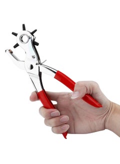 MBUYS MALL Mbuys Mall Leather Belt Hole Punch Pillar with Multi Tool Manual Belts Puncher Maker Machine Red Silver  - Image 2