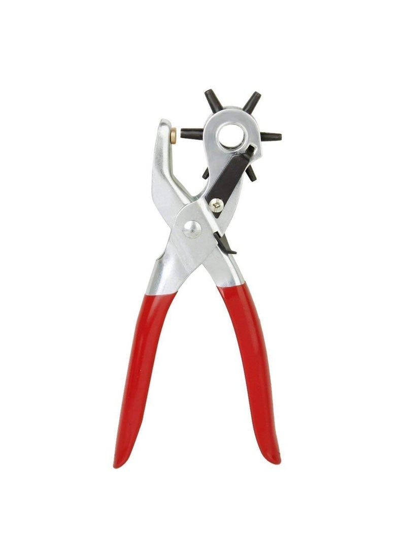 MBUYS MALL - Mbuys Mall Leather Belt Hole Punch Pillar with Multi Tool Manual Belts Puncher Maker Machine Red Silver - Image 1