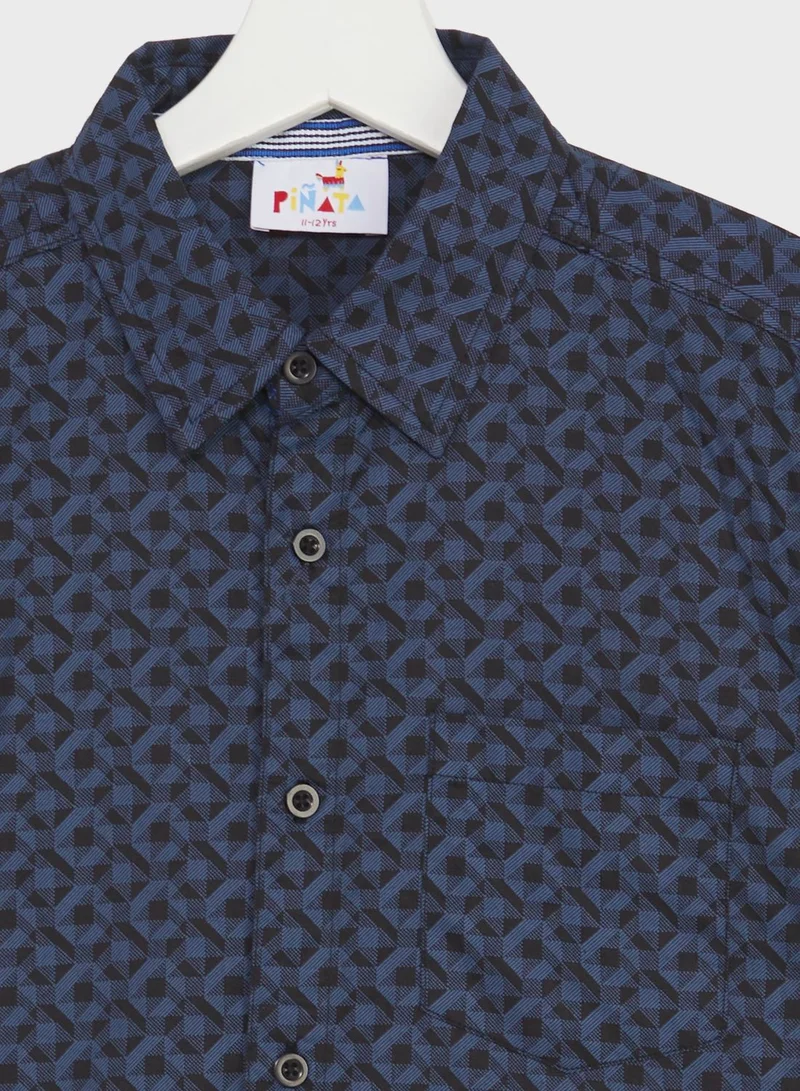 Pinata Boys Granded Collar Printed Shirt