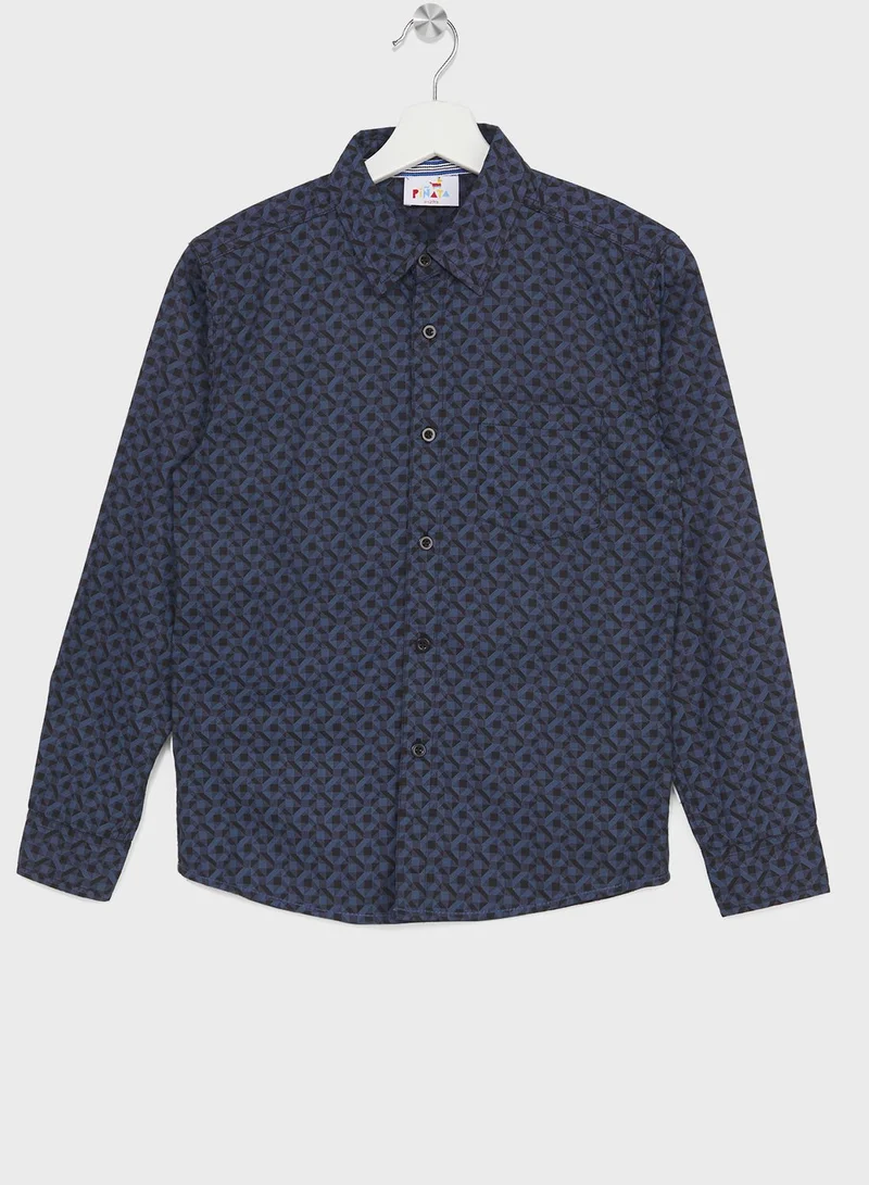 Pinata Boys Granded Collar Printed Shirt