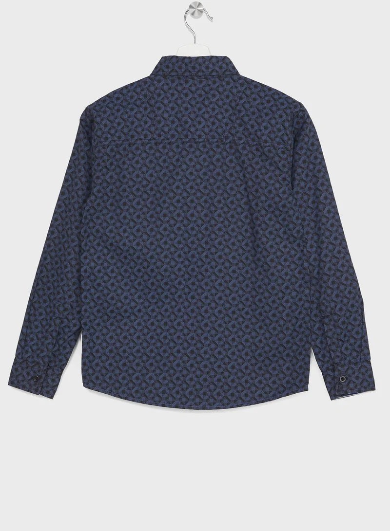 Pinata Boys Granded Collar Printed Shirt