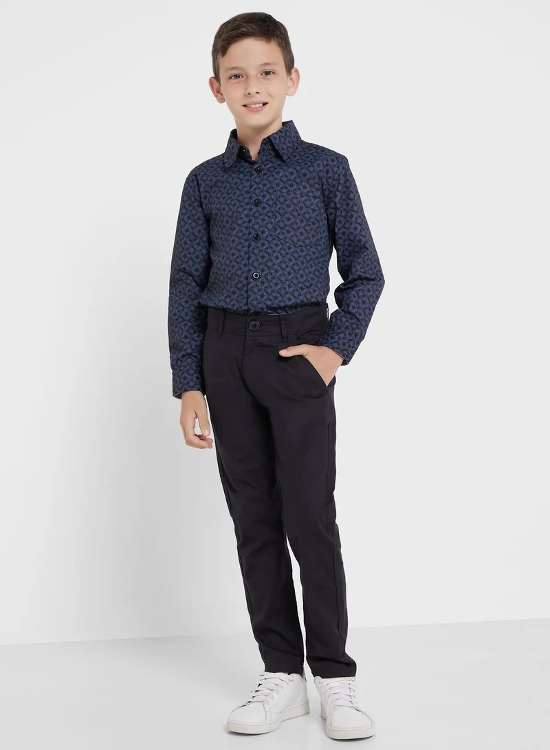 Pinata Boys Granded Collar Printed Shirt