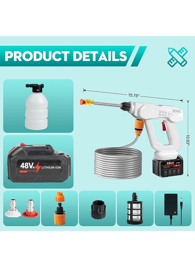Arabest - Portable Car Wash Electric High Pressure Cleaner With Rechargeable Battery Foam Bottle Nozzle Hose For Car Wash Watering Flowers Cleaning Floor - Image 1