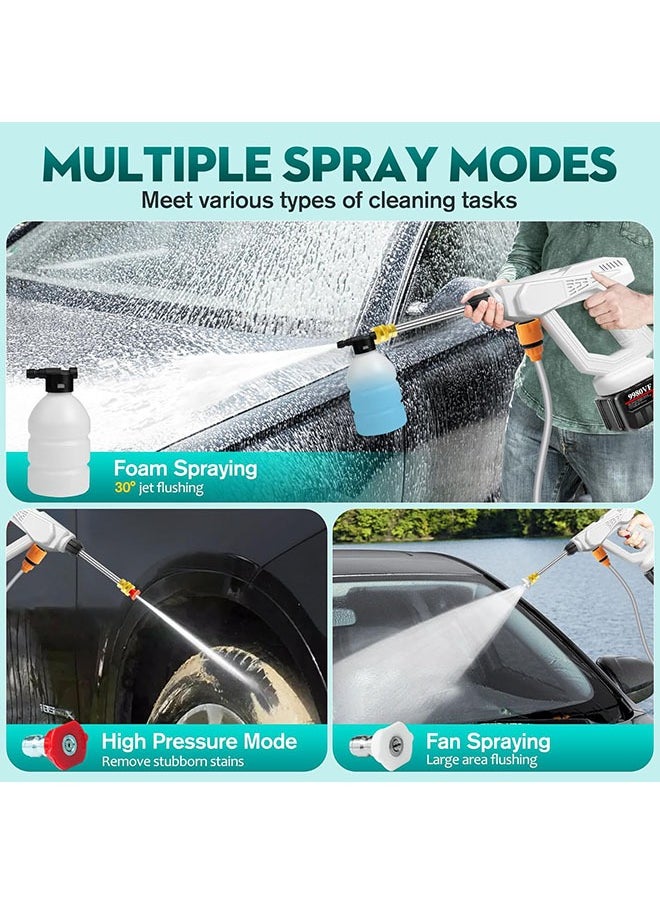 Arabest - Portable Car Wash Electric High Pressure Cleaner With Rechargeable Battery Foam Bottle Nozzle Hose For Car Wash Watering Flowers Cleaning Floor - Image 1