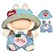 CHICHO 17cm Doll Outfits for Labubu Kawaii Chic Style Set for 17cm Dolls Cute Doll Clothes with Accessories White Shirt Pink Peach Blue Romper Heart Shaped Blue Hat Clothes Only - Image 3