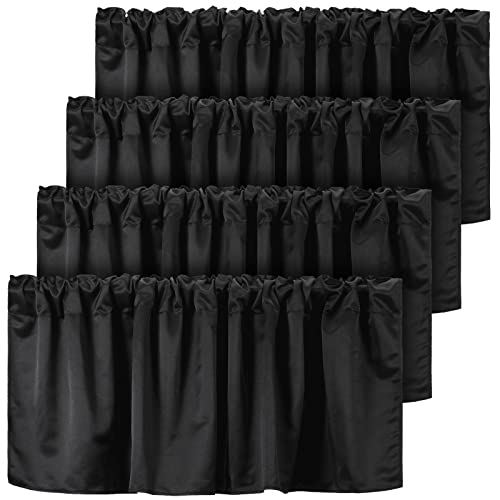 Frienda 4 Pcs Black Valance Curtains Blackout Fabric for Windows Basement Curtains Valance Rod Pocket Tier Window Valances for Bedroom Kitchen Living Room Privacy 52 x 18 Inch - Image 1
