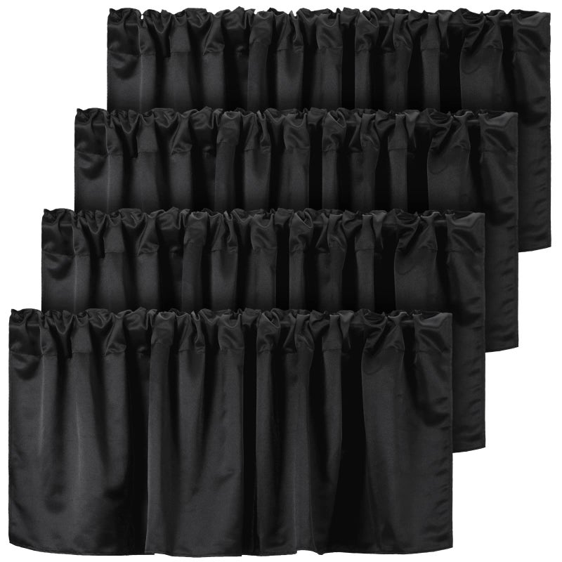 Frienda 4 Pcs Black Valance Curtains Blackout Fabric for Windows Basement Curtains Valance Rod Pocket Tier Window Valances for Bedroom Kitchen Living Room Privacy 52 x 18 Inch - Image 2