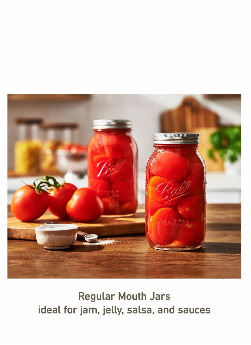 SYOSI - Ball Wide Mouth Mason Jars (32 oz/Capacity) [4 Pack] with Airtight lids and Bands. For Canning, Fermenting, Pickling, Decor - Freezing, Microwave And Dishwasher Safe - Image 1