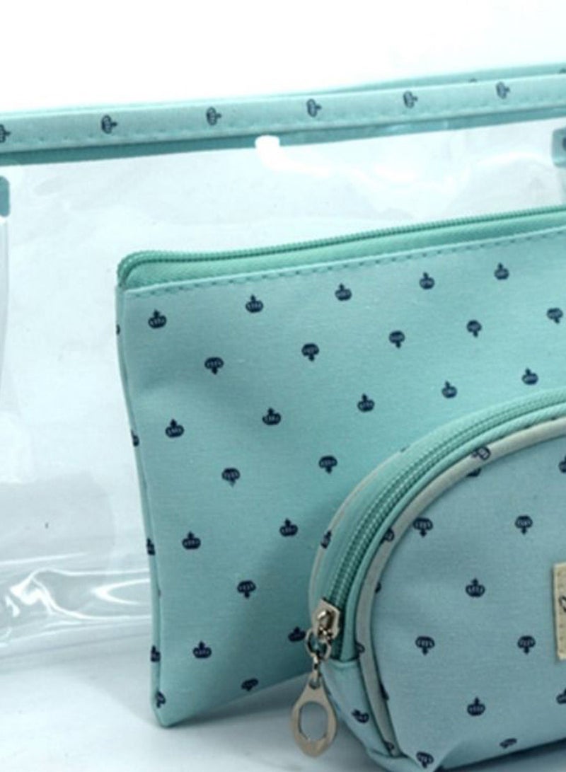 NIBEMINENT 3-Piece Fashionable Make-Up Organizer Bag Set Blue - Image 2