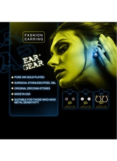EAR GEAR 24K Gold Plated 4mm Heart with Stone Earrings USA  - Image 3