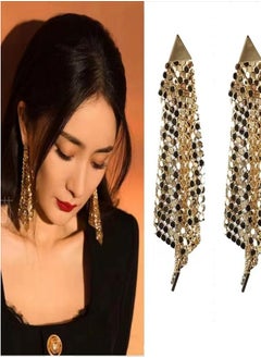 General 925 Silver Post Hypoallergenic 14K Alloy Triangle Sequins Pendant Earrings  - Image 4