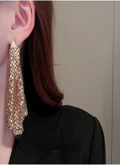 General 925 Silver Post Hypoallergenic 14K Alloy Triangle Sequins Pendant Earrings  - Image 3