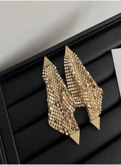 General 925 Silver Post Hypoallergenic 14K Alloy Triangle Sequins Pendant Earrings  - Image 1