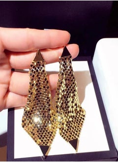 General 925 Silver Post Hypoallergenic 14K Alloy Triangle Sequins Pendant Earrings  - Image 2