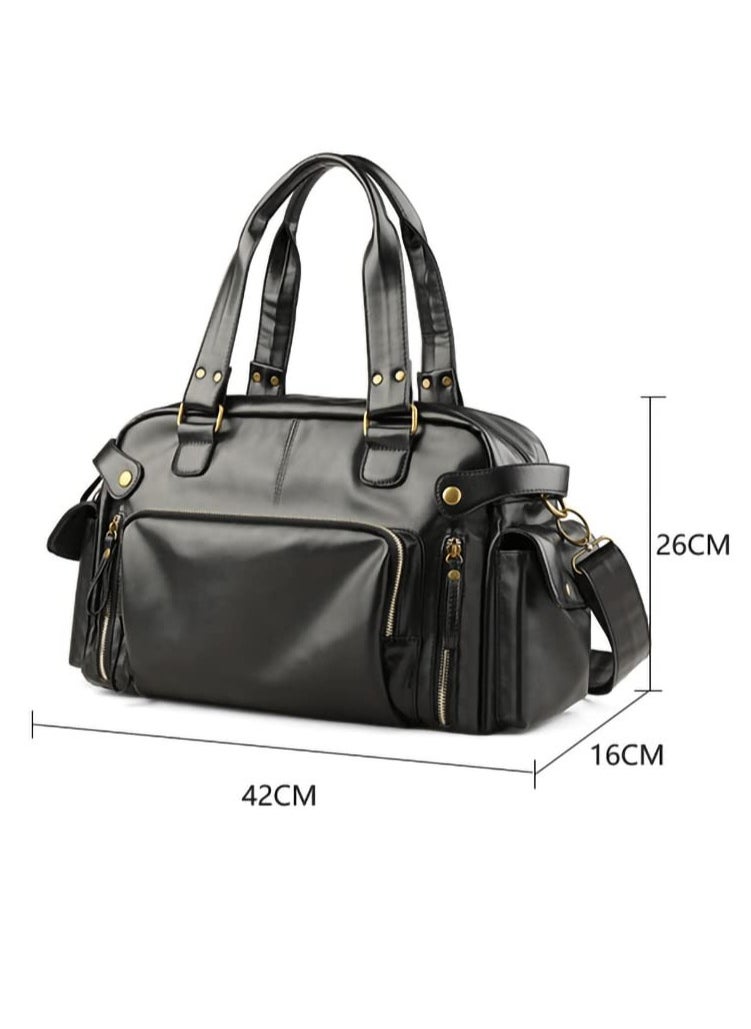 KASTWAVE - Leather Duffel Bag Full Grain Leather Travel Bag Weekend Bag Gym - Image 1