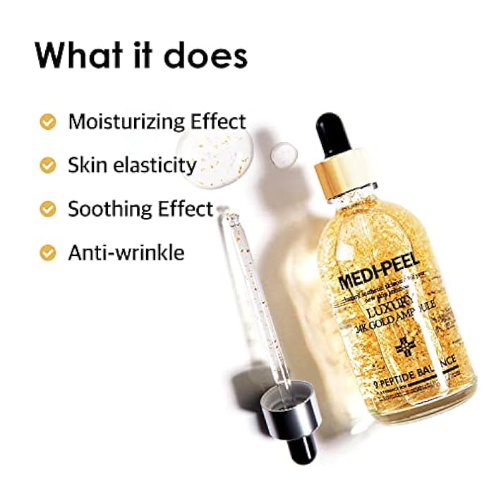 MEDI-PEEL Pure Gold 24K Ampoule 3.38 fl.oz / 100ml | 99.9% 24K Pure Gold All in One Ampoule, 5 Revitalizing Extracts To Minimize Moisture Loss, Brightens | Korean Skincare, For All Skin Types - Image 3