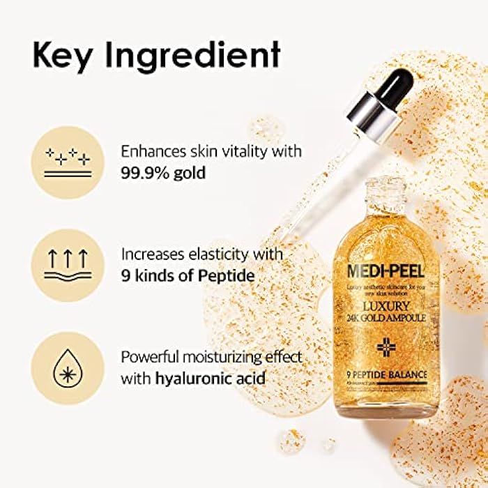MEDI-PEEL Pure Gold 24K Ampoule 3.38 fl.oz / 100ml | 99.9% 24K Pure Gold All in One Ampoule, 5 Revitalizing Extracts To Minimize Moisture Loss, Brightens | Korean Skincare, For All Skin Types - Image 4