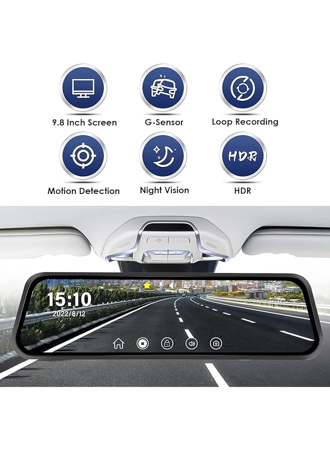Generic 3Xr- 9.8 Inch Starlight Night Vision Dash Cam - Full Hd
