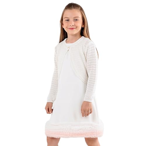 Minora Long Sleeve Bolero, Girls' Knit Cardigan Shrug with One-Button Closure, Baby/Child Cotton Childrens Bolero, Sweater Dress Cover-Up, Kids' Jackets,Bone Ajur, 12 Months - Image 5