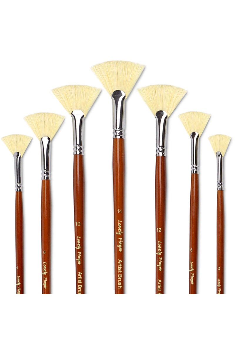 إيروريكس فرشاة رسم فنية بشعيرات مروحة، 7 قطع / 14 قطعة، فرشاة شعر طبيعي أبيض من شعر الخنزير، مضادة للتساقط