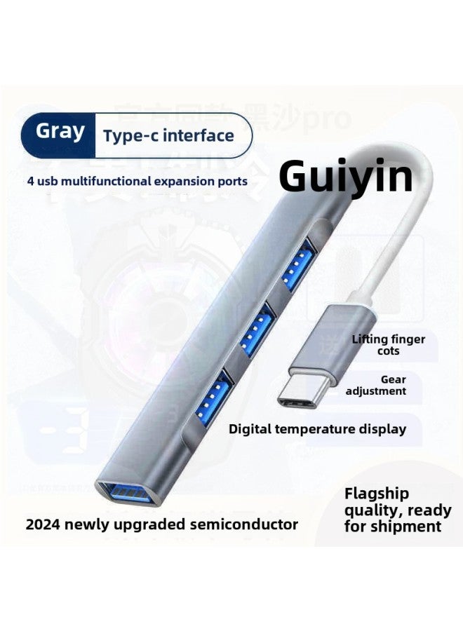 Usb Extender Plug Multi-port Expansion Docking Tap Adapter Typec Notebook Desktop Computer One Drag Four-Number Of Interfaces:Silver Metal Type-c+usb3.0 Cable Thickened  - Image 4